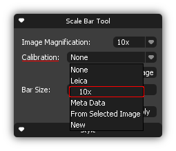 Scale Bar Tool box saved calibration data