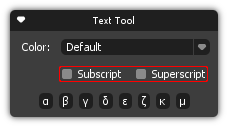 Text Tool Subscript Superscript